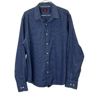 Untuckit Shirt Mens Large Veneto Blue Button Up Wrinkle Free Long Sleeve 40250